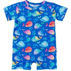 Birdie Bean Viscose Bamboo Moby Whale Print Romper 0-3M NWT